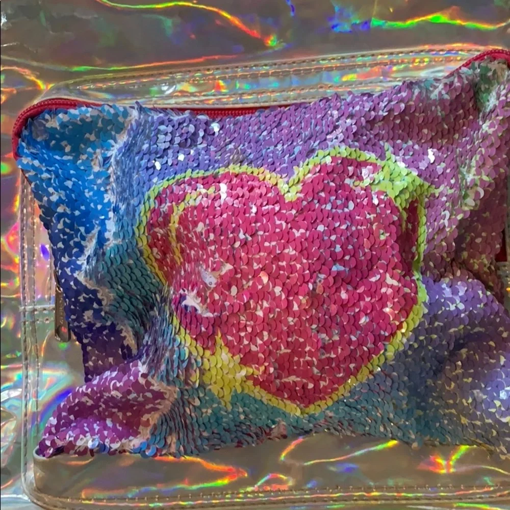 Top Trenz flip sequins back pack. Silver and pink
